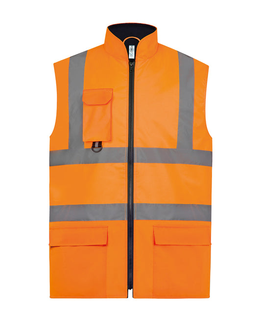 Yoko Unisex Hi-vis padded bodywarmer/vest (HV005) - COOZO
