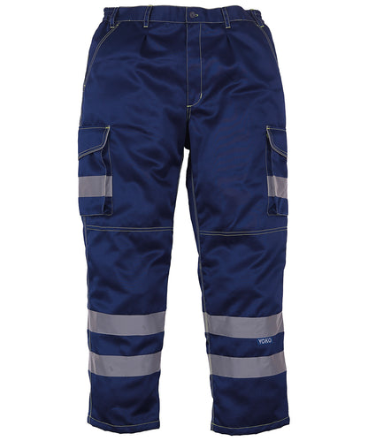 Yoko HV018T-3M Hi-Vis Cargo Trousers with Knee Pad Pockets - COOZO