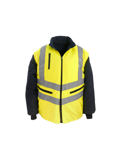Yoko HVW703 HI-VIS CHEVRON QUILTED JACKET WIH REMOVABLE SLEEVES - COOZO