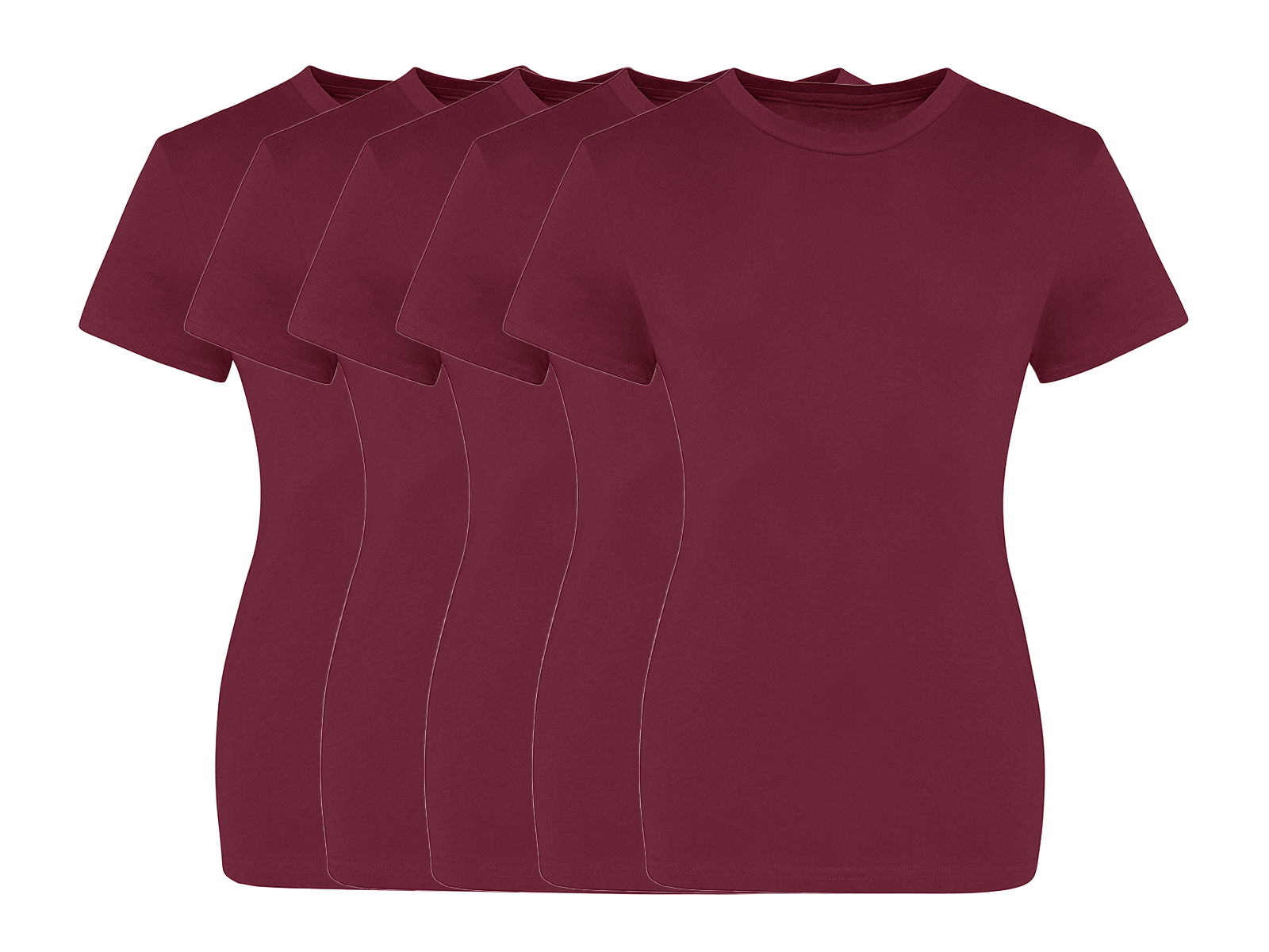 COOZO Ladies Contemporary Fit Pack of 5 Crew Neck Short Sleeve T-Shirts - COOZO