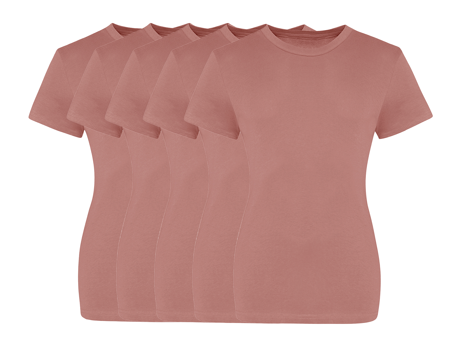 COOZO Ladies Contemporary Fit Pack of 5 Crew Neck Short Sleeve T-Shirts - COOZO