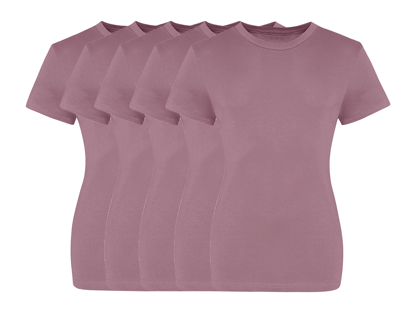 COOZO Ladies Contemporary Fit Pack of 5 Crew Neck Short Sleeve T-Shirts - COOZO