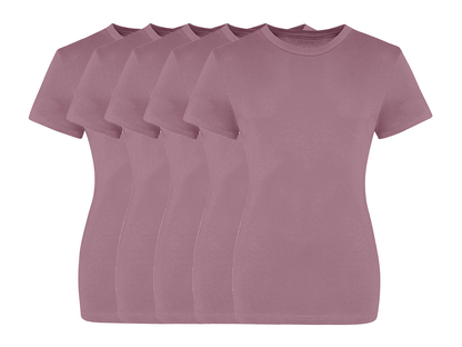 COOZO Ladies Contemporary Fit Pack of 5 Crew Neck Short Sleeve T-Shirts - COOZO