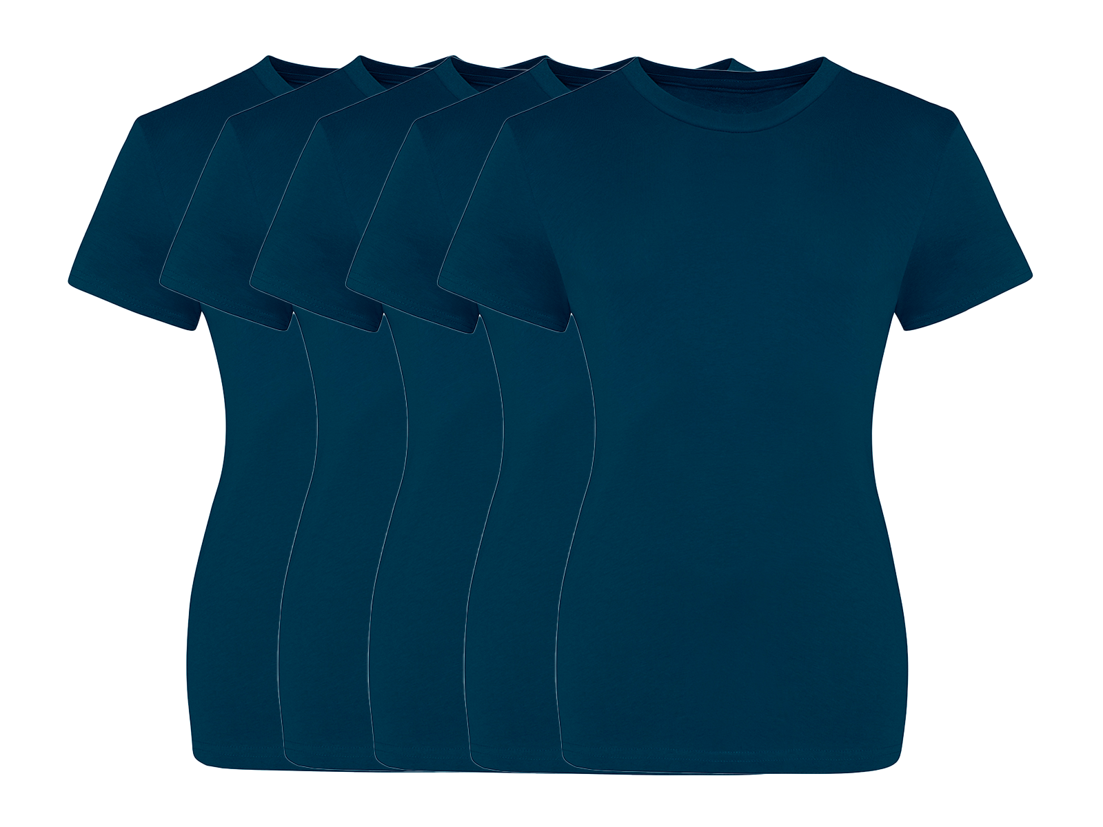 COOZO Ladies Contemporary Fit Pack of 5 Crew Neck Short Sleeve T-Shirts - COOZO