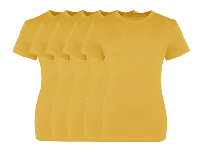 COOZO Ladies Contemporary Fit Pack of 5 Crew Neck Short Sleeve T-Shirts - COOZO