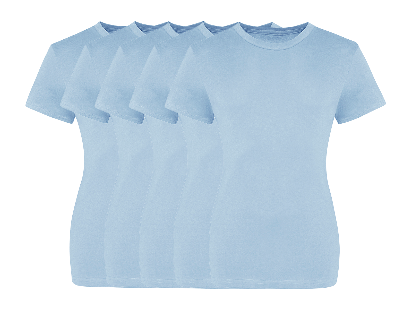 COOZO Ladies Contemporary Fit Pack of 5 Crew Neck Short Sleeve T-Shirts - COOZO