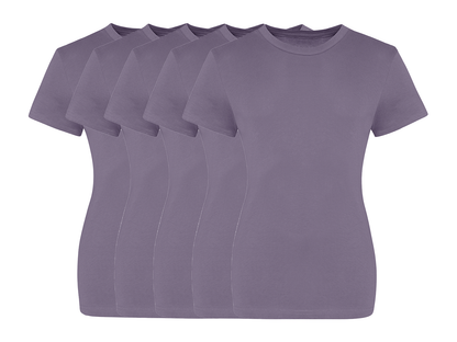 COOZO Ladies Contemporary Fit Pack of 5 Crew Neck Short Sleeve T-Shirts - COOZO