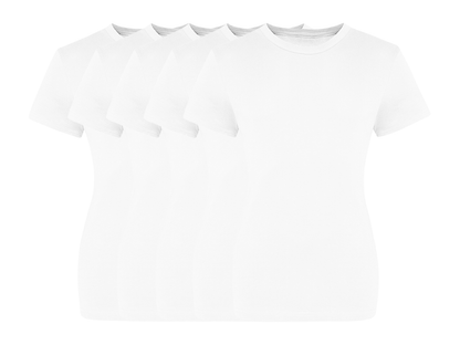 COOZO Ladies Contemporary Fit Pack of 5 Crew Neck Short Sleeve T-Shirts - COOZO