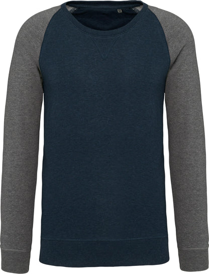 Kariban KB491 Men's two-tone organic crew neck raglan sleeve sweatshirt - COOZO