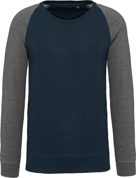 Kariban KB491 Men's two-tone organic crew neck raglan sleeve sweatshirt - COOZO