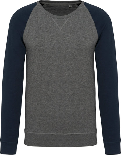 Kariban KB491 Men's two-tone organic crew neck raglan sleeve sweatshirt - COOZO