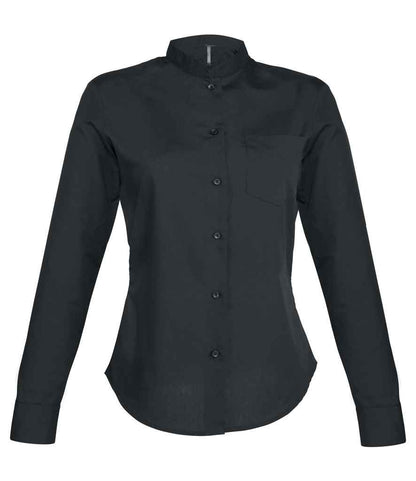 Kariban KB514 Ladies Long Sleeve Mandarin Collar Shirt Left chest pocket Self colour buttons - COOZO