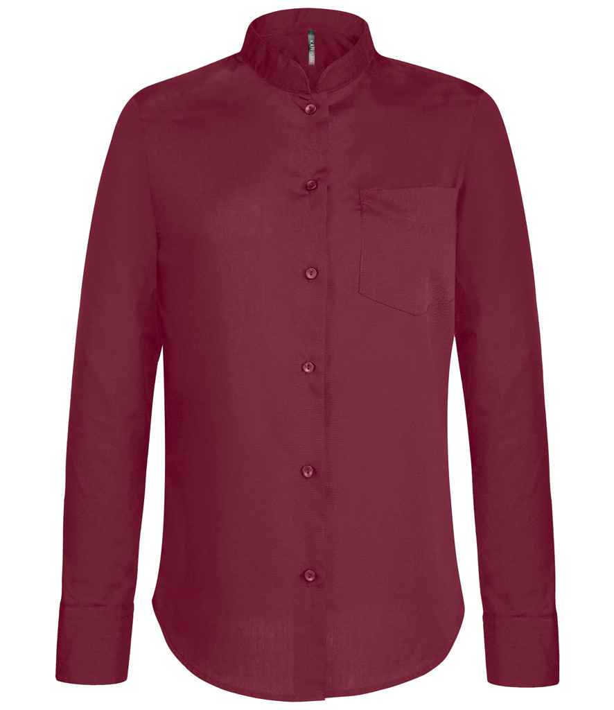 Kariban KB514 Ladies Long Sleeve Mandarin Collar Shirt Left chest pocket Self colour buttons - COOZO
