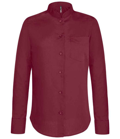 Kariban KB514 Ladies Long Sleeve Mandarin Collar Shirt Left chest pocket Self colour buttons - COOZO