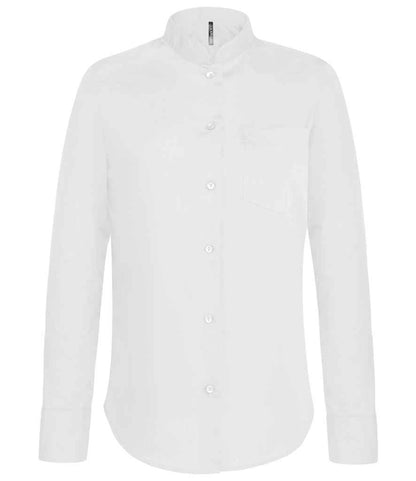 Kariban KB514 Ladies Long Sleeve Mandarin Collar Shirt Left chest pocket Self colour buttons - COOZO