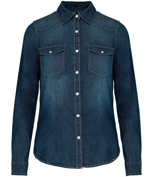 Kariban KB518 Ladies Long Sleeve Denim Shirt - COOZO