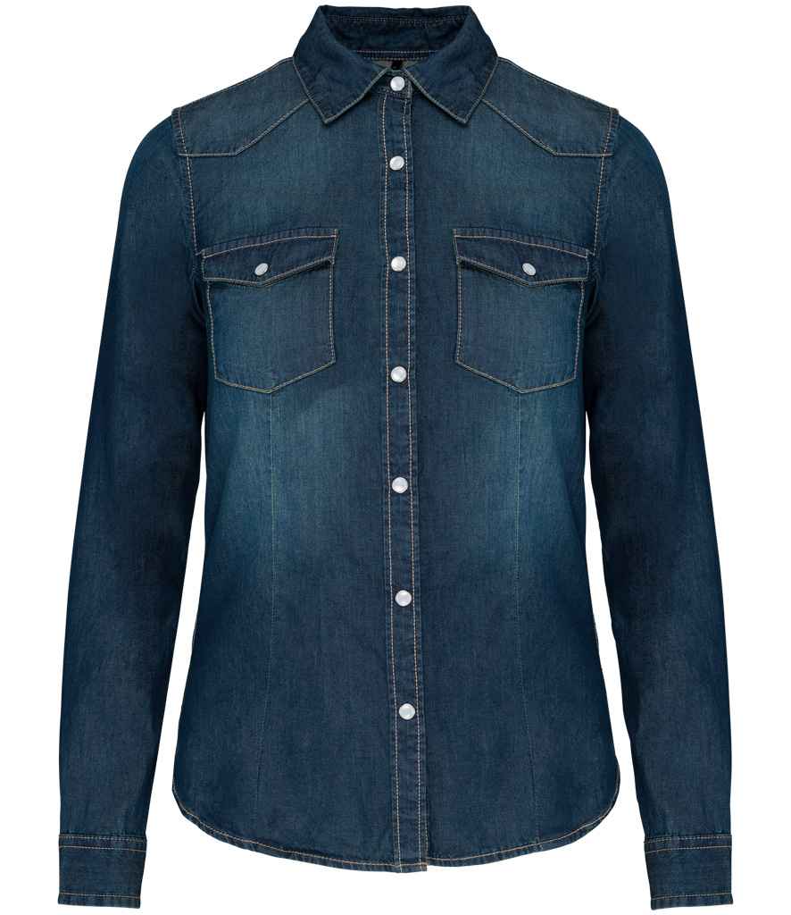 Kariban KB518 Ladies Long Sleeve Denim Shirt - COOZO