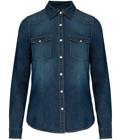 Kariban KB518 Ladies Long Sleeve Denim Shirt - COOZO