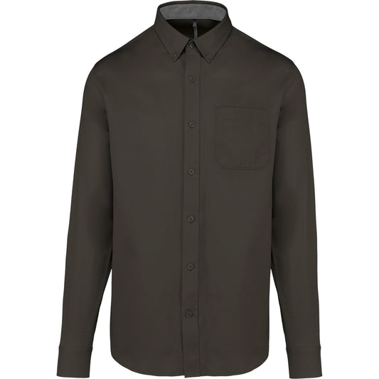 Kariban KB586 Men's Nevada long sleeve cotton shirt Button-down collar Matching buttons - COOZO