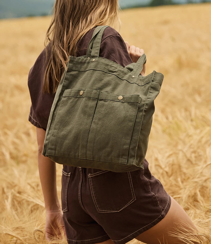 COOZO-Kimood Washed Cotton Bag with Pockets