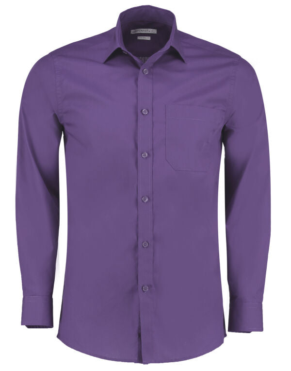 Kustom Kit Tailored Fit Long Sleeve Poplin Shirt Main color KK142 - COOZO