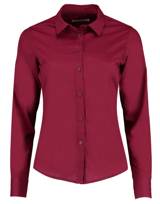 Kustom Kit KK242 Women's Tailored Long Sleeve Poplin Shirt Fused soft stand up collar - COOZO