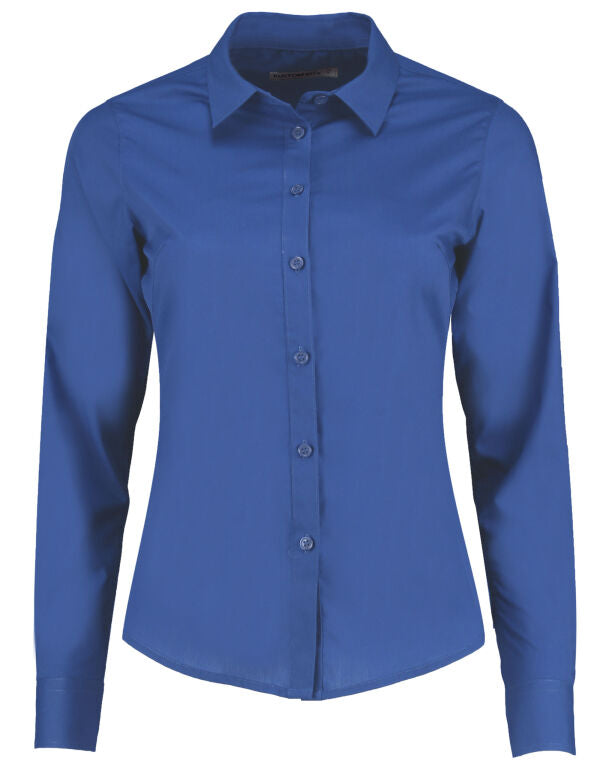 Kustom Kit KK242 Women's Tailored Long Sleeve Poplin Shirt Fused soft stand up collar - COOZO