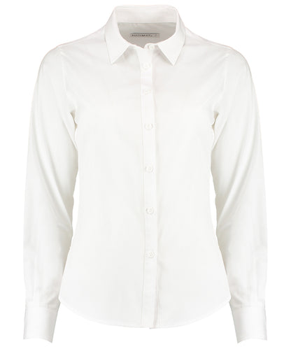 Kustom Kit KK242 Women's Tailored Long Sleeve Poplin Shirt Fused soft stand up collar - COOZO