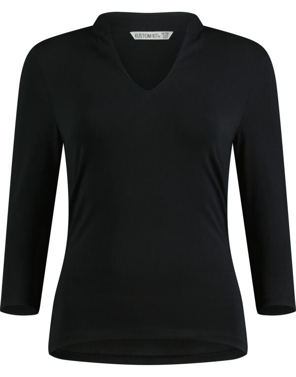 Kustom Kit KK785 Womens Regular Fit Mandarin Collar Top - COOZO