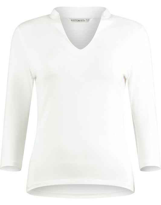 Kustom Kit KK785 Womens Regular Fit Mandarin Collar Top - COOZO