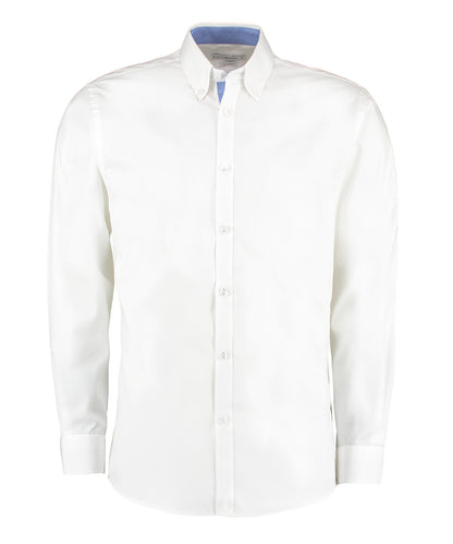 Kustom Kit KK190 Tailored Fit Long Sleeve Premium Contrast Oxford Button Down Collar Shirt - COOZO