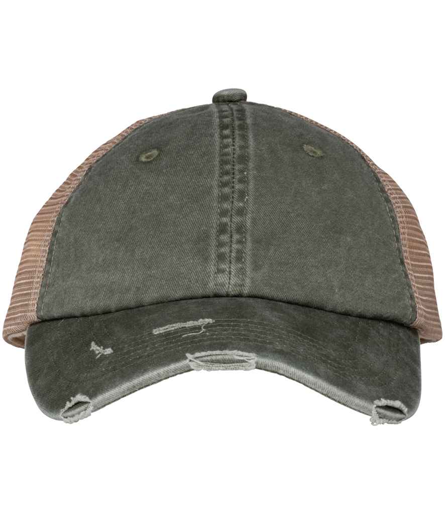 Native Spirit NS027 Washed Trucker Destroy Cap 100% organic cotton twill front panels - COOZO