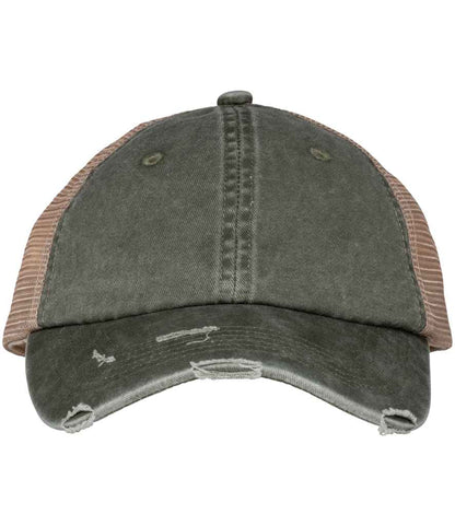 Native Spirit NS027 Washed Trucker Destroy Cap 100% organic cotton twill front panels - COOZO