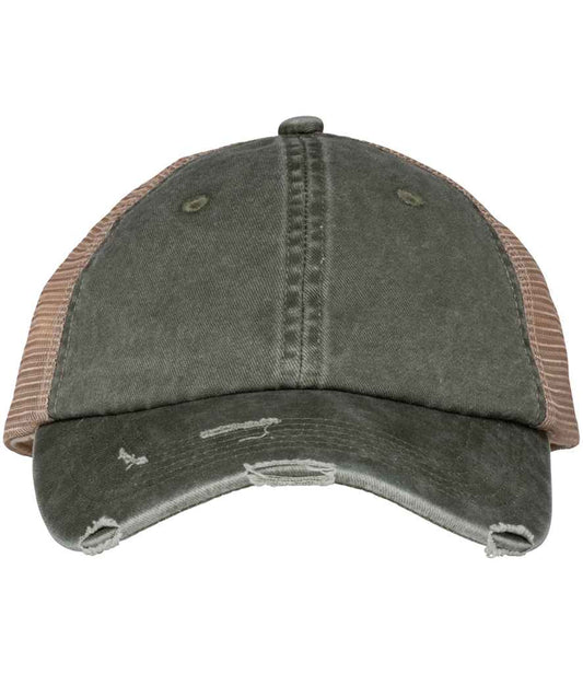 Native Spirit NS027 Washed Trucker Destroy Cap 100% organic cotton twill front panels - COOZO