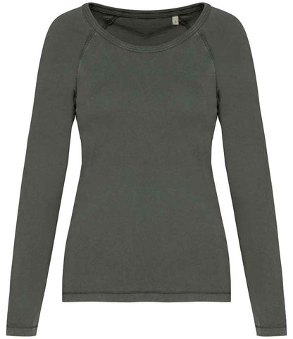 Native Spirit NS339 Ladies Raglan Long Sleeve Washed T-Shirt - COOZO