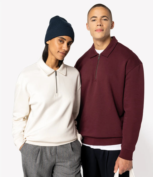 COOZO-Native Spirit Unisex 1/4 Zip Sweatshirt with Polo Collar