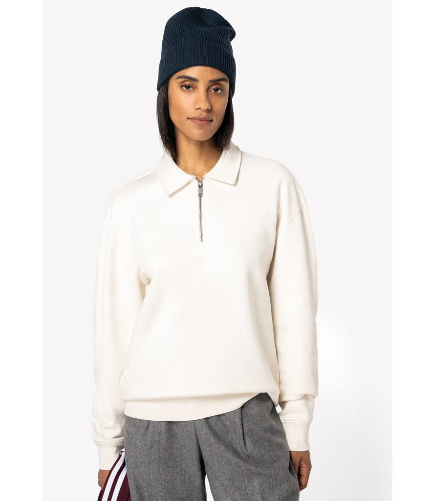 COOZO-Native Spirit Unisex 1/4 Zip Sweatshirt with Polo Collar