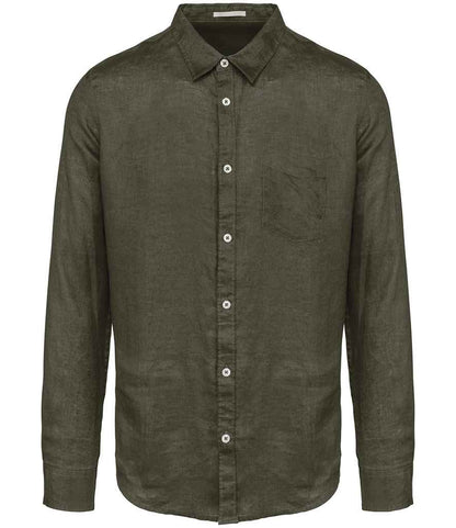 Native Spirit NS504 Long Sleeve Linen Shirt 100% linen Faded style - COOZO
