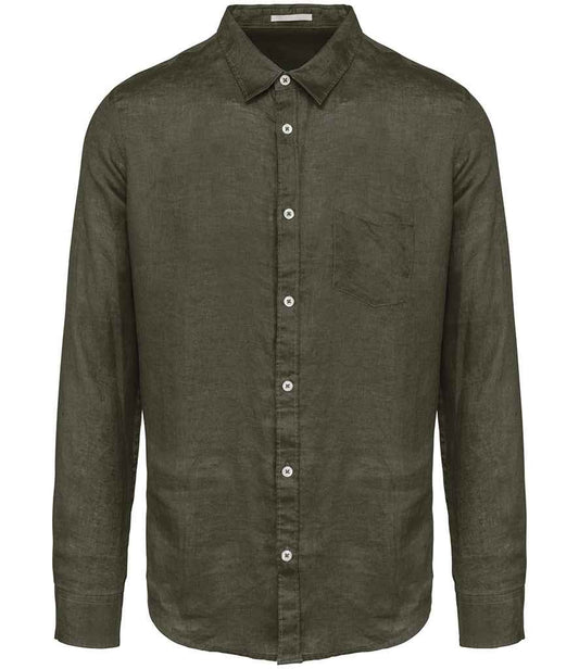 Native Spirit NS504 Long Sleeve Linen Shirt 100% linen Faded style - COOZO