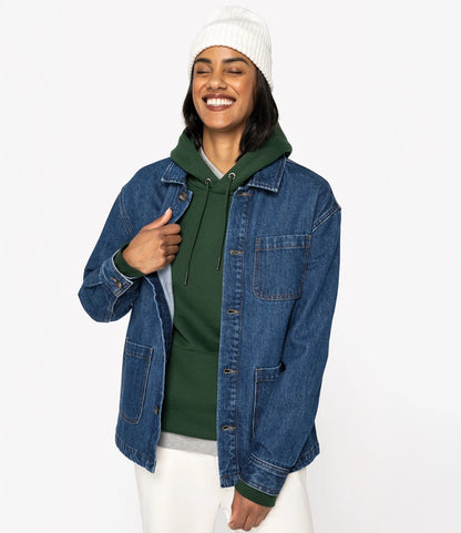 COOZO-Native Spirit Unisex Dropped Shoulder Denim Jacket