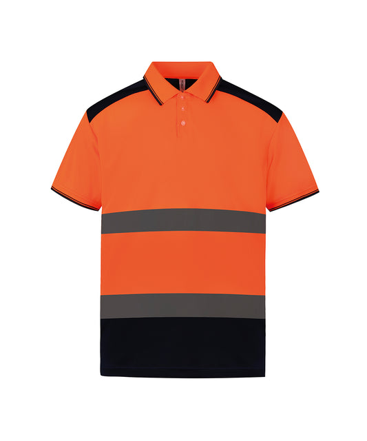 Yoko HVJ220 Hi-vis two-tone polo shirt 100% Polyester - COOZO