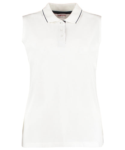 Gamegear KK730 Women's Classic Fit Proactive Sleeveless Polo 100% Cotton Contrast taped back neck - COOZO