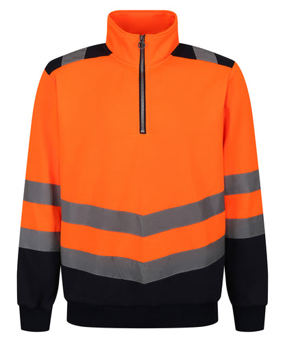 Regatta TRF670 Protective durable and moisture-resistant Pro hi-vis 1/4-zip sweatshirt - COOZO