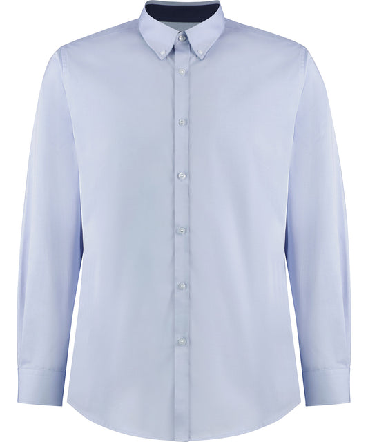 Kustom Kit KK190 Tailored Fit Long Sleeve Premium Contrast Oxford Button Down Collar Shirt - COOZO