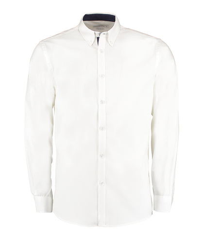 Kustom Kit KK190 Tailored Fit Long Sleeve Premium Contrast Oxford Button Down Collar Shirt - COOZO