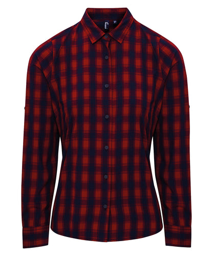 Premier PR350 Ladies Mulligan Check Long Sleeve Shirt - COOZO