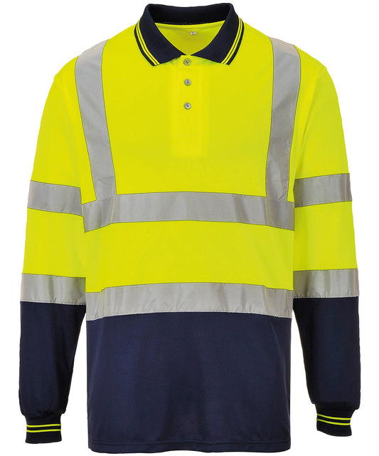 Portwest PW112 Hi-vis two-tone long sleeve polo shirt (S279) - COOZO