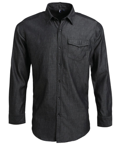 Premier PR222 Jeans Stitch Denim Long sleeve Shirt 100% Cotton - COOZO
