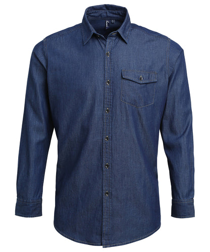Premier PR222 Jeans Stitch Denim Long sleeve Shirt 100% Cotton - COOZO