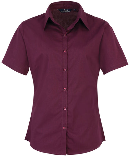 Premier Ladies Short Sleeve Poplin Blouse Other color PR302 - COOZO